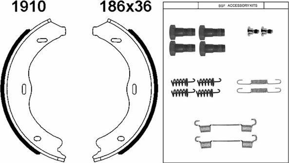 BSF 01910K - Jeu de mâchoires de frein, frein de stationnement cwaw.fr