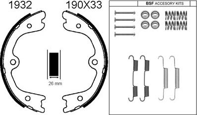 BSF 01932K - Jeu de mâchoires de frein, frein de stationnement cwaw.fr