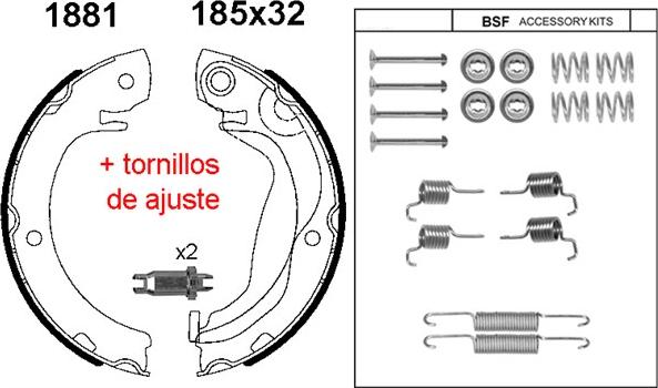 BSF 01881KC - Jeu de mâchoires de frein, frein de stationnement cwaw.fr