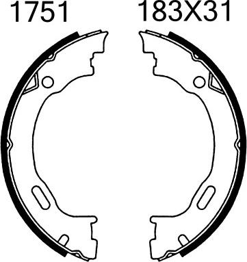 BSF 01751 - Jeu de mâchoires de frein, frein de stationnement cwaw.fr
