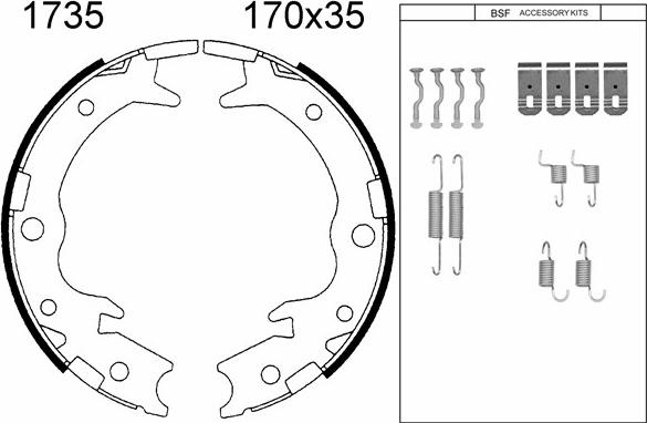 BSF 01735K - Jeu de mâchoires de frein, frein de stationnement cwaw.fr