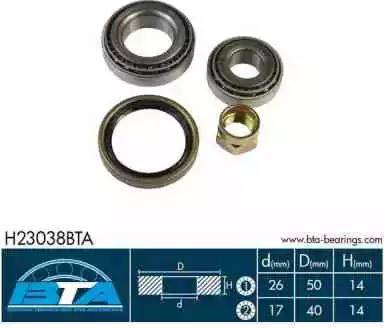 BTA H23038BTA - Kit de roulements de roue cwaw.fr