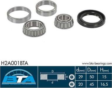 BTA H2A001BTA - Kit de roulements de roue cwaw.fr