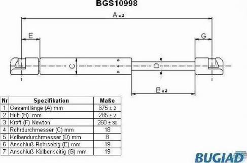 Bugiad BGS10998 - Vérin, capot-moteur cwaw.fr