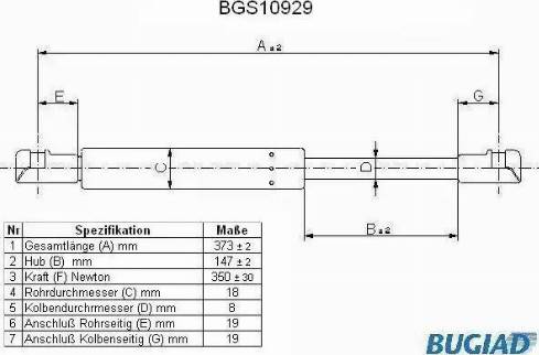 Bugiad BGS10929 - Vérin, capot-moteur cwaw.fr