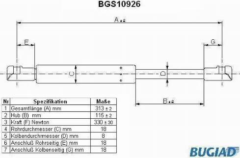 Bugiad BGS10926 - Vérin, capot-moteur cwaw.fr