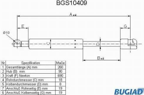 Bugiad BGS10409 - Vérin de hayon, de coffre cwaw.fr