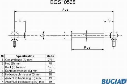 Bugiad BGS10565 - Vérin de hayon, de coffre cwaw.fr