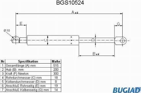 Bugiad BGS10524 - Vérin de hayon, de coffre cwaw.fr