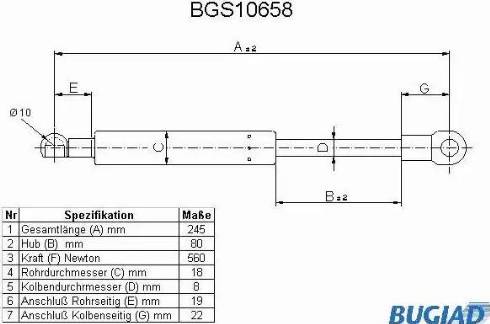 Bugiad BGS10658 - Vérin, vitre arrière cwaw.fr