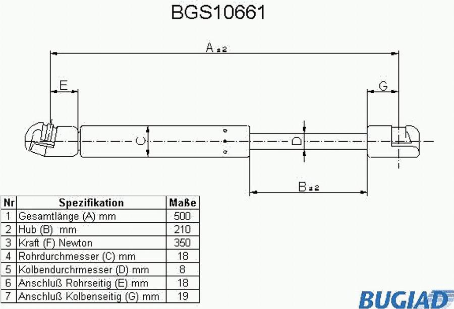 Bugiad BGS10661 - Vérin, capot-moteur cwaw.fr