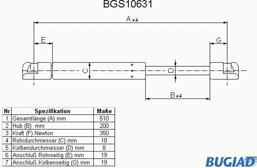 Bugiad BGS10631 - Vérin, capot-moteur cwaw.fr