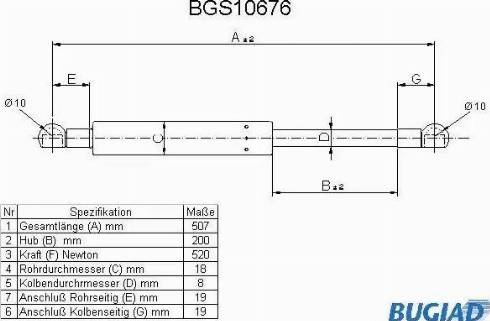 Bugiad BGS10676 - Vérin de hayon, de coffre cwaw.fr