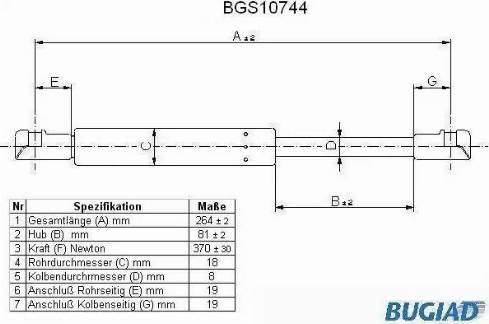 Bugiad BGS10744 - Vérin de hayon, de coffre cwaw.fr