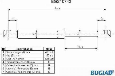 Bugiad BGS10743 - Vérin, capot-moteur cwaw.fr