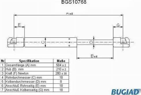 Bugiad BGS10768 - Vérin, capot-moteur cwaw.fr