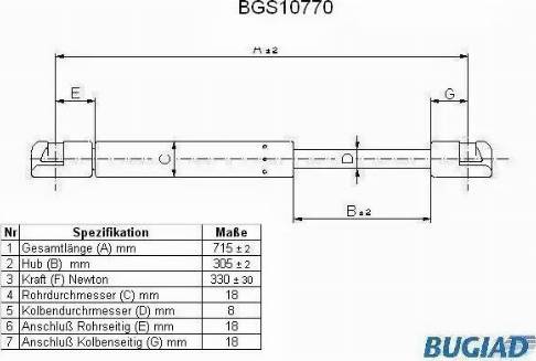 Bugiad BGS10770 - Vérin, capot-moteur cwaw.fr