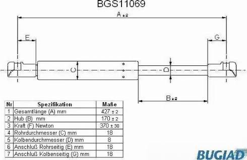 Bugiad BGS11069 - Vérin de hayon, de coffre cwaw.fr