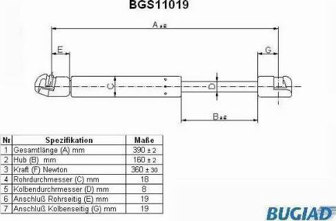 Bugiad BGS11019 - Vérin, capot-moteur cwaw.fr