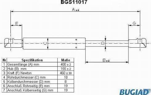 Bugiad BGS11017 - Vérin, capot-moteur cwaw.fr