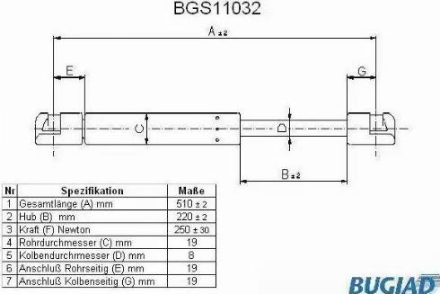 Bugiad BGS11032 - Vérin, capot-moteur cwaw.fr