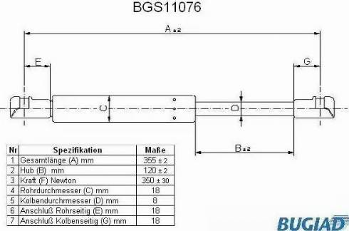 Bugiad BGS11076 - Vérin, capot-moteur cwaw.fr