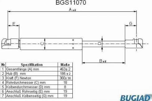 Bugiad BGS11070 - Vérin de hayon, de coffre cwaw.fr