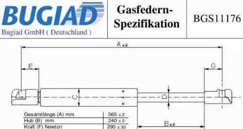 Bugiad BGS11176 - Vérin, capot-moteur cwaw.fr