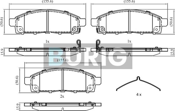 Burig B020578 - Kit de plaquettes de frein, frein à disque cwaw.fr