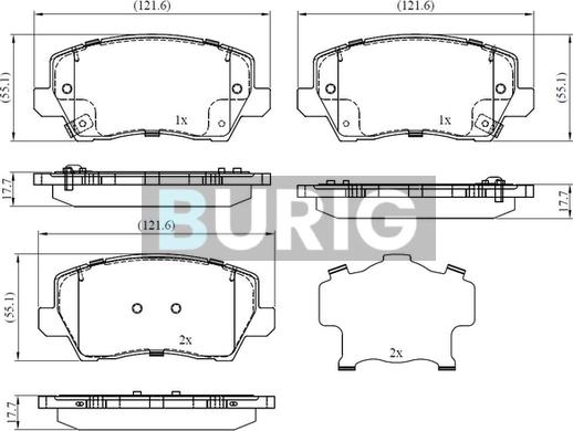 Burig B020640 - Kit de plaquettes de frein, frein à disque cwaw.fr