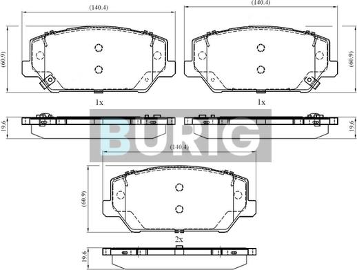 Burig B020680 - Kit de plaquettes de frein, frein à disque cwaw.fr