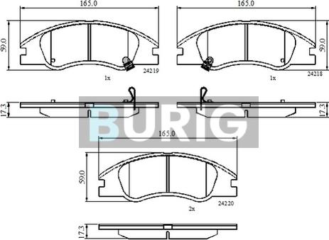 Burig B020750 - Kit de plaquettes de frein, frein à disque cwaw.fr