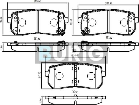 Burig B020705 - Kit de plaquettes de frein, frein à disque cwaw.fr