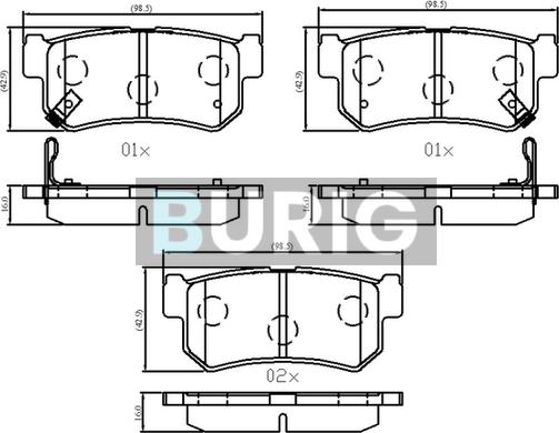 Burig B020710 - Kit de plaquettes de frein, frein à disque cwaw.fr