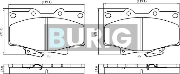 Burig B020711 - Kit de plaquettes de frein, frein à disque cwaw.fr