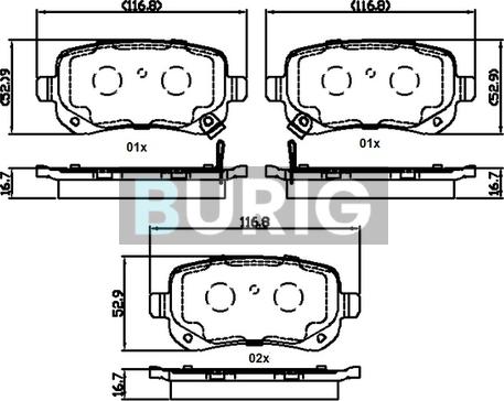 Burig B020720 - Kit de plaquettes de frein, frein à disque cwaw.fr