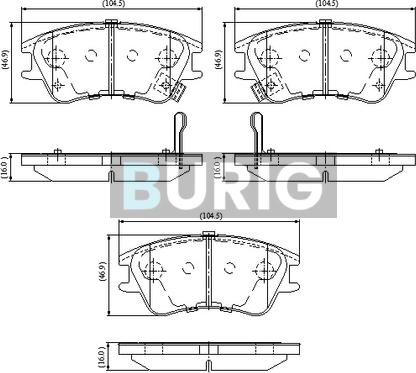 Burig B020727 - Kit de plaquettes de frein, frein à disque cwaw.fr