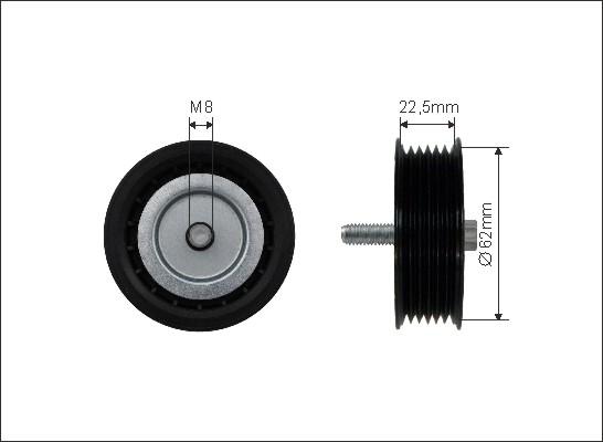 Caffaro 450-99 - Poulie renvoi / transmission, courroie trapézoïdale à nervures cwaw.fr