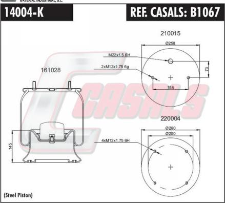 Casals B1067 - Ressort pneumatique, suspension pneumatique cwaw.fr