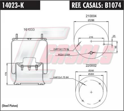 Casals B1074 - Ressort pneumatique, suspension pneumatique cwaw.fr