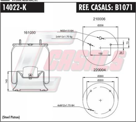 Casals B1071 - Ressort pneumatique, suspension pneumatique cwaw.fr