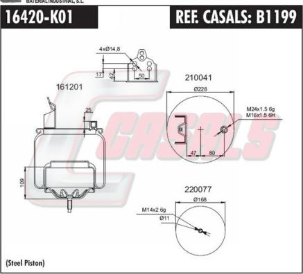 Casals B1199 - Ressort pneumatique, suspension pneumatique cwaw.fr