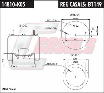 Casals B1149 - Ressort pneumatique, suspension pneumatique cwaw.fr