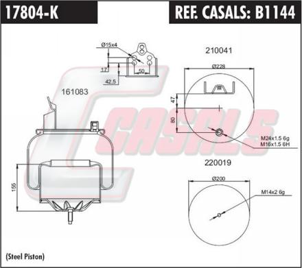 Casals B1144 - Ressort pneumatique, suspension pneumatique cwaw.fr