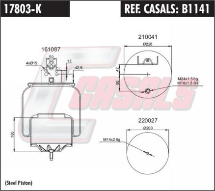 Casals B1141 - Ressort pneumatique, suspension pneumatique cwaw.fr