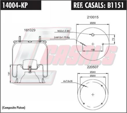 Casals B1151 - Ressort pneumatique, suspension pneumatique cwaw.fr