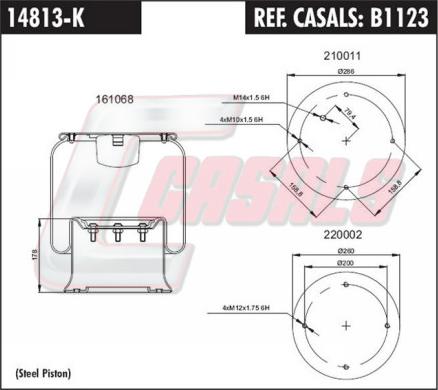 Casals B1123 - Ressort pneumatique, suspension pneumatique cwaw.fr