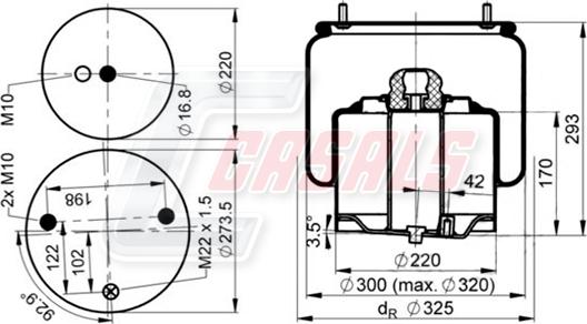 Casals B3001 - Ressort pneumatique, suspension pneumatique cwaw.fr