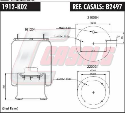 Casals B2497 - Ressort pneumatique, suspension pneumatique cwaw.fr