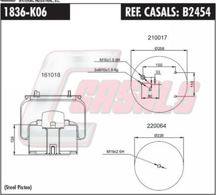 Casals B2454 - Ressort pneumatique, suspension pneumatique cwaw.fr